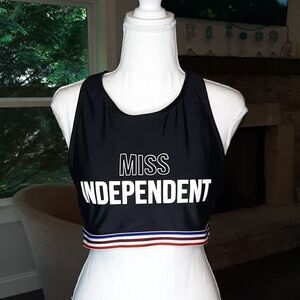 No Boundaries "Miss Independent" Black Recerback Padded Sports Bra